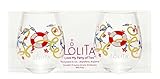 C.R. Gibson 16-Ounce Stemless Acrylic Wine Glasses, By Lolita, Set of 2, BPA Free, Measures 3.5
