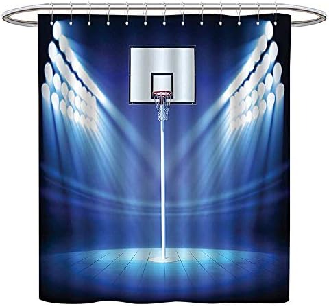 Jiahonghome Mildew Resistant Fabric Shower Curtains Basketball Hoop with Spotlights Stage Field Stadium Shoot Score Victory Image N Repellant Non Toxic Decor W 48 x L 72 INCH