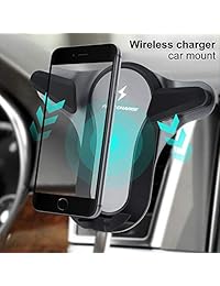Cargador de coche inalámbrico, Qi inalámbrico de carga rápida, soporte de coche para rejilla de ventilación, compatible con todos los teléfonos habilitados para Qi