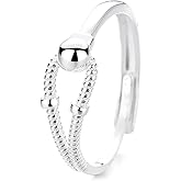 Izpack Fashion Ball 925 Sterling Silver Open Ring Promise Eternity Wedding Engagement Adjustable Stacking Statement Finger Band Rings Minimalist Jewelry Gifts for Women Her