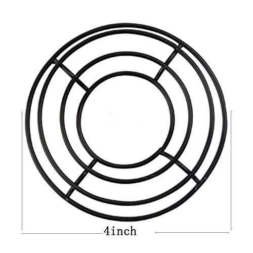 tatoko 5 Pack Round Shaped Wire Wreath Frame Black Flower Metal Wire Rings for Valentine's Day Holidays Wedding Floral Arrangements Garden Home Party Decorations 4 Inch