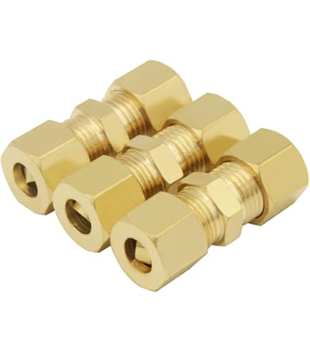 thumbnail image 2 of PneumaticPlus 10-Pack 1/8″ OD Nickel Plated Brass Push-to-Connect Tube Union Fittings 2 of 3