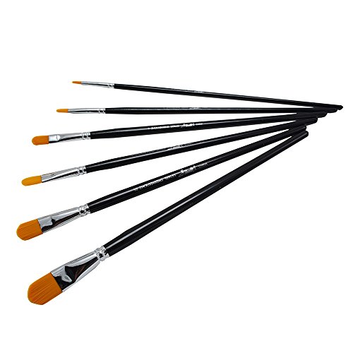 ZHOUXINXING Nail Shap Orange Nylon Hair Black Long Birch Wood Rod 6Pcs/set Acrylic Brush Oil Painting Brush