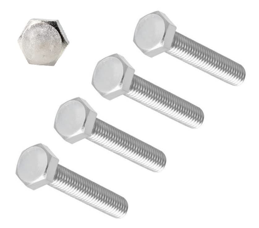 TERF® M12 X 200mm Hex Bolts Fully Threaded Set Screw M12 (12mm) X 200mm Hex Head Cap Hexagonal Bolts - Pack of 4