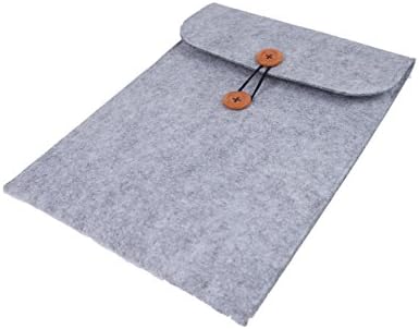 Hilivre Document Carrier Design Macbook Laptop Wool Felt Leather Sleeve 15 Inch Light Grey