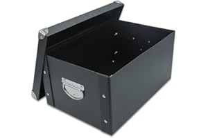GUOZI Collapsible Storage Box, Decorative Memory Box with Lid & Metal Reinforced Corners, Cardboard File Bin with Handles, Organizer Gift Box for Keepsake Toy Photos Office Nursery Wardrobe Bookshelf