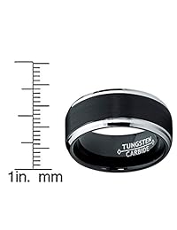 Metal Masters Co. - Anillo de boda de carburo de tungsteno cepillado para hombre, 0.354 in, color negro, ajuste cómodo, tallas 8 a 13