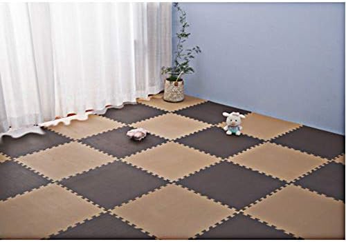ジョイントマット カラーマット大判 おしゃれ 60cm 厚み1cm 32枚 6畳 防音 断熱 ベビー 転倒防止 サイドパーツ付き 安心のノンホル マット 驚きの価格が実現 ブラウン 赤ちゃん用 床暖房対応