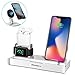 Wireless Charger Stand Compatible for iPhone Xs/XS Max/XR/X, 6 in 1 Aluminum Charging Dock for iWatch/AirPods/iPad/Apple Pencil, Detachable Wireless Charger for Samsung Galaxy S9/S8/S7 (Silver)