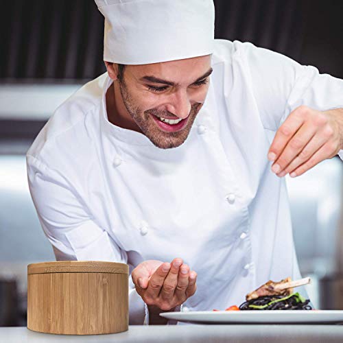 Bamboo Salt and Pepper Box with Swivel Lid and Builtin