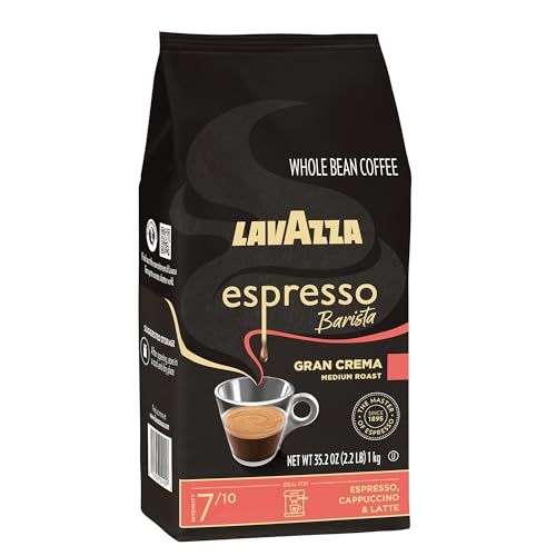 LAVAZZA ESPRESSO BARISTA GRAN CREMA WHOLE BEAN COFFEE BLEND, MEDIUM ESPRESSO ROAST, OZ BAG (PACKAGING MAY VARY) – 2.2 LB, 35.2 OUNCE