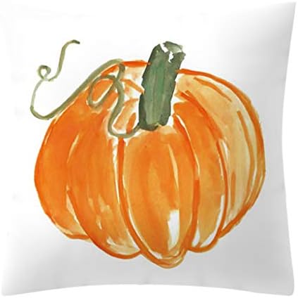 Llwei258 Autumn Decorations Watercolor Pumpkin Printed Waist Throw Pillow Case Peach Velvet Cushion Cover for Halloween Thanksgiving Day