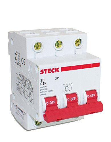 Disjuntor Tripolar 25 A Branco Din Steck