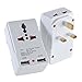 LURICO UK Travel Adapter Plug with 2 USB (1A) Charging Ports Grounded Built in Surge Protector and Light Indicator - Plug Type G for Great Britain, Hong Kong, Singapore & More