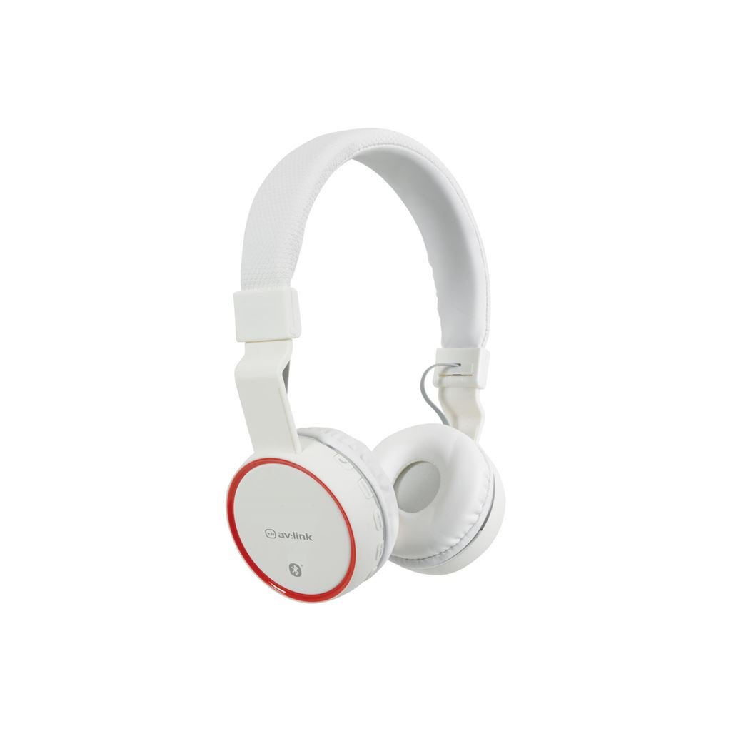 AV:Link Wireless Bluetooth® Headphones-Hands free calls, FM radio and SD card slot, Noise cancelling-White