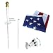 Annin Flagmakers Model 238 American Flag and Flagpole Set Estate kit-6 ft. 2 Section White Spinning Pole That Rotates 360 Degrees, with US 3x5