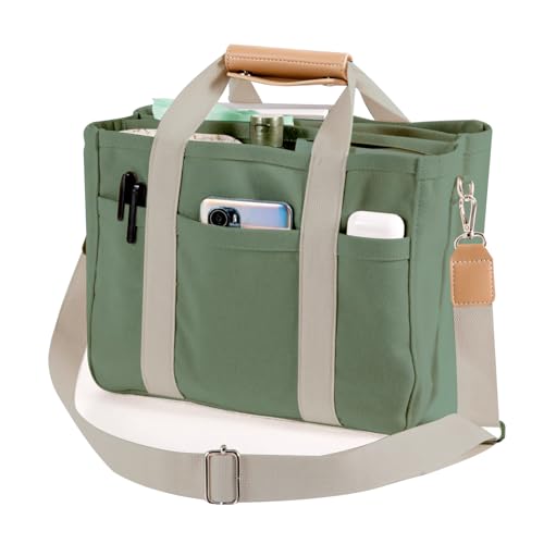 Qurlon Multi Pocket Tote Bag for Women Canvas Bag with Handle Bag Large Cpacity Purse Reusable Handbag