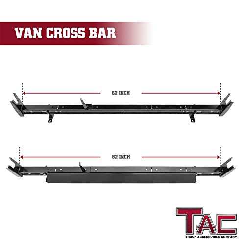 TAC Universal 2 Bars Roof Ladder Rack 600 LBS Capacity Utility Adjustable Cross Bar with Stopper for Van Without Rain Gutter Fit for Kayak Canoe Ladder Lumber Pipes Cargo Carrier Accessories