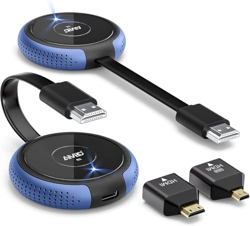 4K/5G HDMI Wireless Transmitter & Receiver, 164FT/50M HD Streaming Video/Audio Receiver for Camera/PC/Laptop/PS5/Blu-Ray to Monitor/Projector, Support Multilingual