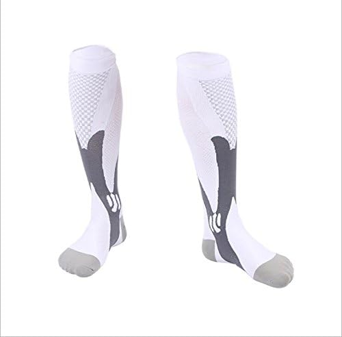 Compression Socks for Men &amp; Women, Protective, Elastic, High Compression, Fit for Running, Maternity Pregnancy, Circulation, Nurses, Flight Travel, Personal Care (S-M, WHITE)