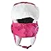 Unisex Kids Teens Girls Boys Faux Fur Winter Warm Trapper Hat with Ear Flaps,Windproof Face Mask Fleece Thermal Outdoor Snow Ski Russian Ushanka Cap Trapper Trooper Pilot Aviator Hat Headwear - Pink -