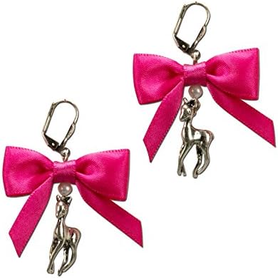 Bavarian Earrings Bambi Fawn with Bow (pink) - Traditional German Dirndl, Lederhose Jewelry