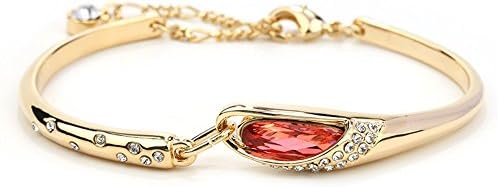 Double FNT White Diamond Accent Colored Crystal Style Clasp Womens Cuff Bracelet