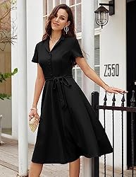 Wedtrend Black Vintage Women Tea Dress, 2023 Spring