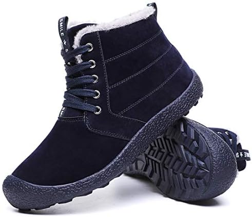 Aliwendy Mens Winter Snow Boots Fur Lined Warm Ankle Booties Waterproof Slip-on Sneakers Lightweight High Top Outdoor Shoes