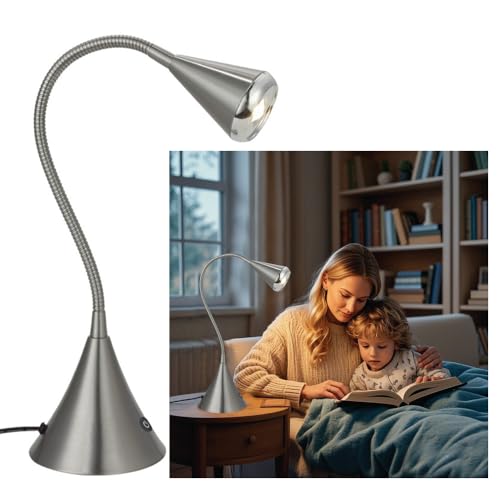Photo 1 of HomeFocus - LED Desk Lamp,Reading Lamp,Touch Dimmable 3 Models,Eye-Caring for Reading Lamp,LED 5W 3000K Warm White Light,dimmable Bedside lamp,Desk Lamp for Home Office,Metal,Satin Nickel.
