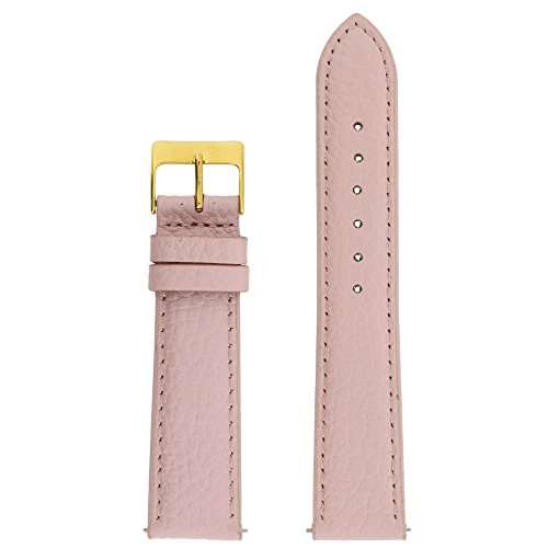 Watch Band Genuine Leather Pink Quick Release Built-in Pins 20 millimeters