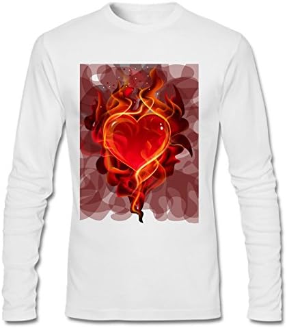 Flame Love Men's Long Sleeve Cotton Crewneck T-Shirt L White