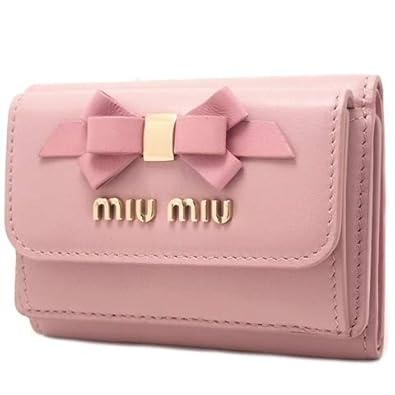 Amazon Miumiu ミュウミュウ リボン付 レザー 財布 コンパクト財布