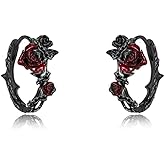 Gothic style personality red rose earrings Fashion punk style black earrings exquisite ladies accessories