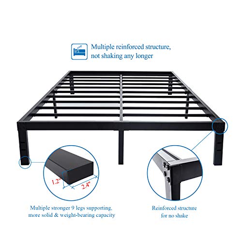HOMUS 14 Inches Steel Slat Platform Bed Frame/Heavy Duty and Easy Assembly Mattress Foundation/Noise-Free Box Spring Replacement (Full, 6000H Reinforced Bed Frame)