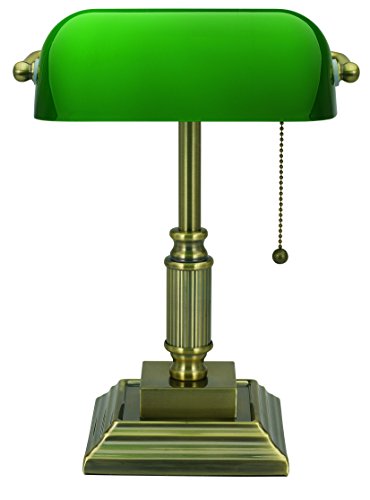V-LIGHT-with-Replaceable-LED-Green-Shade-Bankers-Lamp-Antique-Brass-8VS688029AB-Antique-Bronze