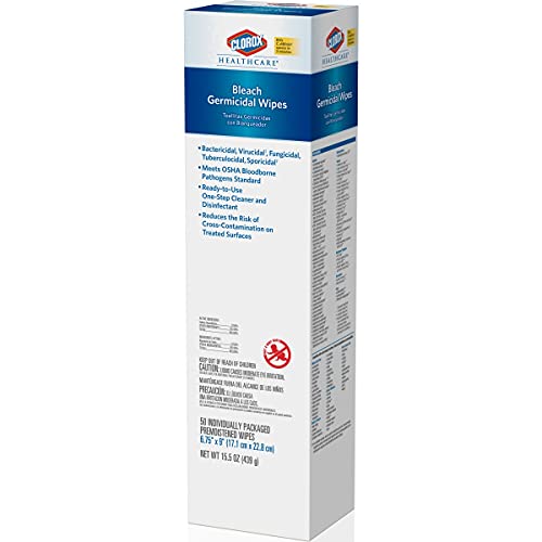 Clorox Healthcare Bleach Germicidal Wipes, 50 Count Individually
