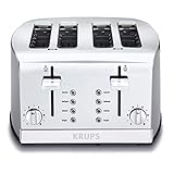 KRUPS KH734D Breakfast Set 4-Slot Toaster with Brushed and Chrome Stainless Steel Housing, 4-Slices with Dual Independent Control Panel, Silver
