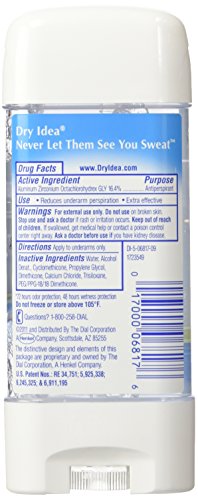 Dry Idea Advanced Dry Antiperspirant & Deodorant, Clear Gel, 72 Hr, Unscented, 3 Oz (Pack of 4)