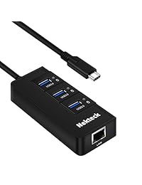 nekteck USB tipo C a USB A 3.0 hub 3 puertos con puerto gigabit ethernet rj45 adaptador conversor para MacBook 12-inch Pro 2016 2017, Chromebook y más [compatible con Thunderbolt 3]
