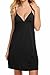 Ekouaer Nighties Women 's Soft Chemise Night Gown Black-lace V back S US (4,6)