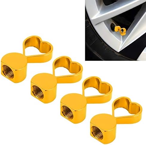 エアバルブ バルブキャップ エアバルブキャップ 4 Pcsハート型ガスキャップマウスピースカバータイヤキャップ