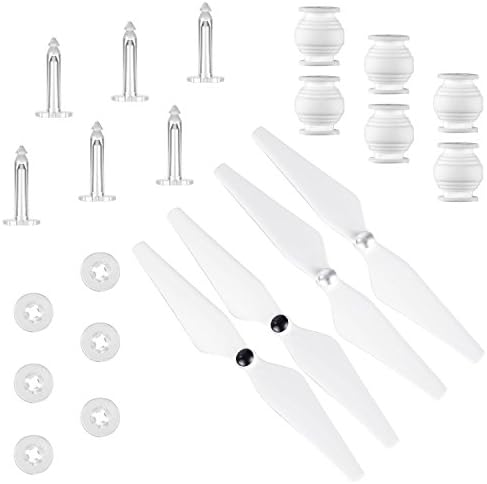 16-in-1 Accessory Kit for DJI Phantom 3 Professional Advanced Standard, 2 Pairs 9.4 inches Self-Tightening Plastic Propeller Upgrade Anti-vibration White Damping Rubber Balls, Anti drop Pins