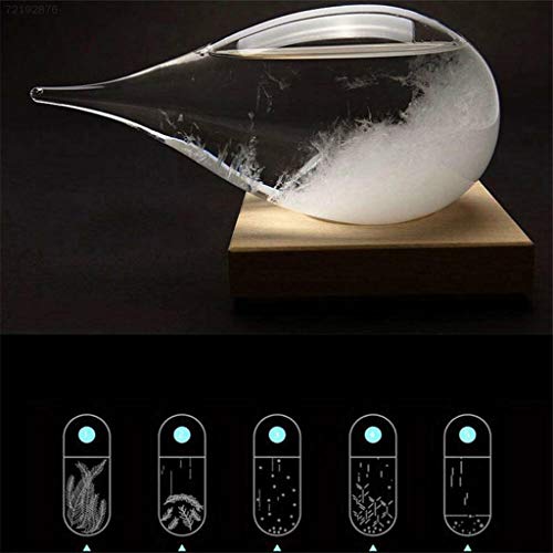 Samoii Deskstop Waterdrop Storm Glass, Quality Wooden Base,Weather Predictor, Various Festivals Gift,Centerpiece Dazzling Decorations for Home or Office (Clear#Samll)