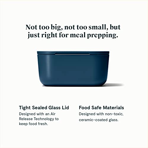 Caraway Glass Food Storage 6.6 Cup Glass Container Ceramic Coated