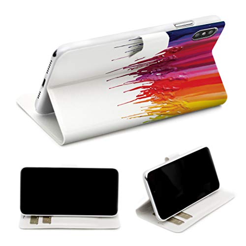 Wonder Wild Rainbow splash IPhone Wallet Case 10 X/Xs Xs Max Xr 7/8 Plus 6/6s Plus Card Holder Accessories Smart Flip Hard Design Protection Cover Artist Texture Palette Bright Colors Designer Art