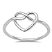 Pretzel Heart Infinity Knot .925 Sterling Silver Ring Band Sizes 4-10 (10)