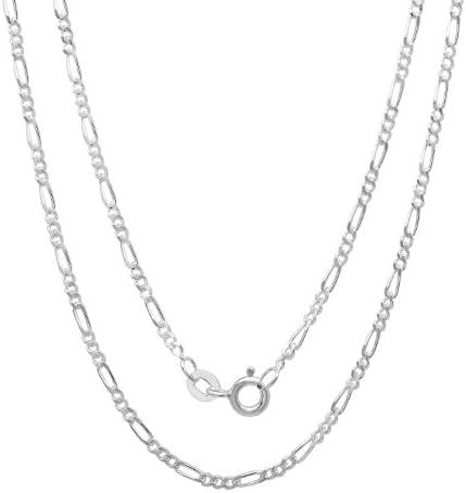 Sterling Silver 2 mm Diamond-Cut Figaro Chain (16-24)