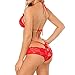 Womens Sexy Bridal Lingerie Lace Floral Babydoll Stretch Strappy Set with Cute Bowknot Mesh Thong