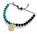 Gems of Peace - Matte Black Teal Adjustable Macrame Beaded OM Bracelet